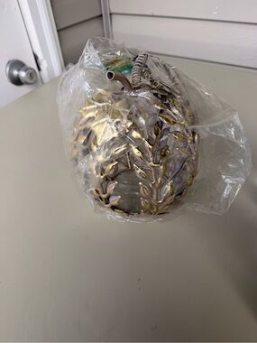 Decorative Gold Leaf Candle Holder - metal pumpkin